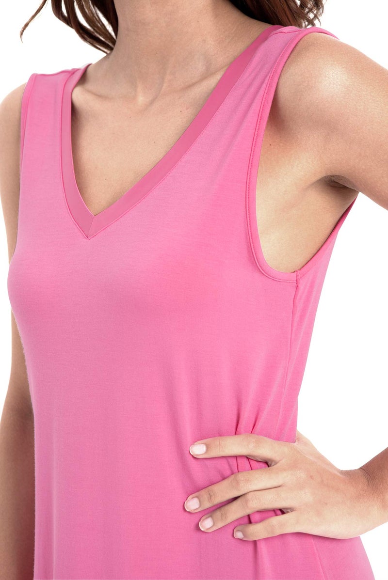 GYS Womens Bamboo-Derived Viscose Nightgowns Soft Sleeveless V Neck Nightdress Lightweight Sleep Shirt S-4XP, Raspberry Pink, Medium - Image 5